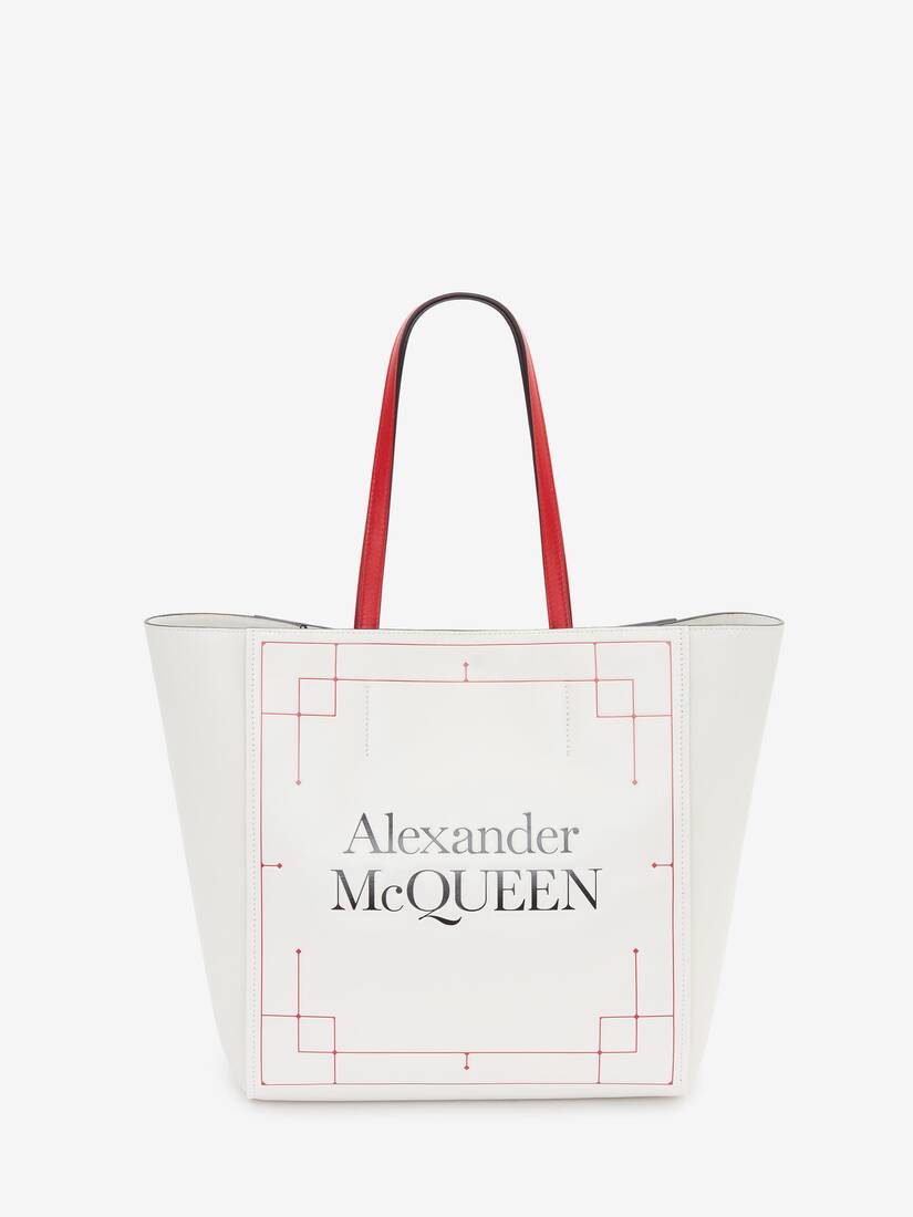 Bolsos De Compras Alexander McQueen Signature Mujer - Blancos/Rojos - Mexico 106-KFQRCX